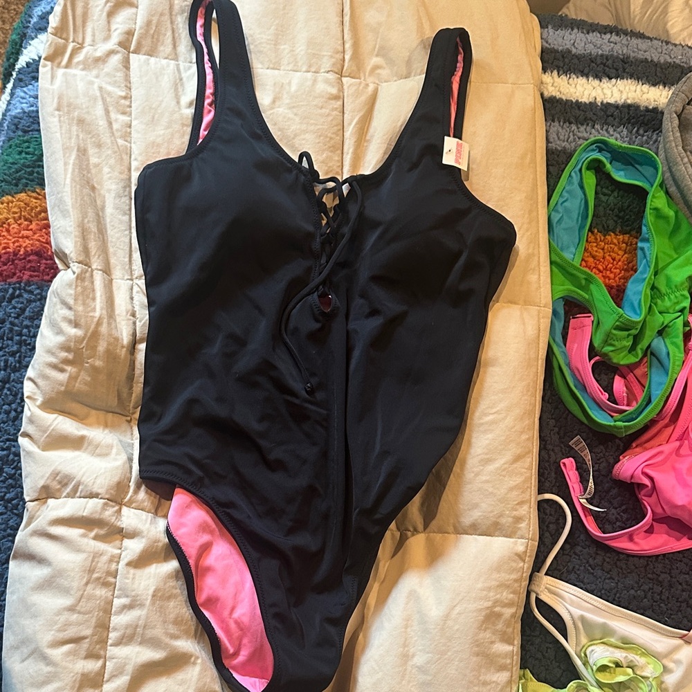 PINK Victoria's Secret Black and Pink  One Piece